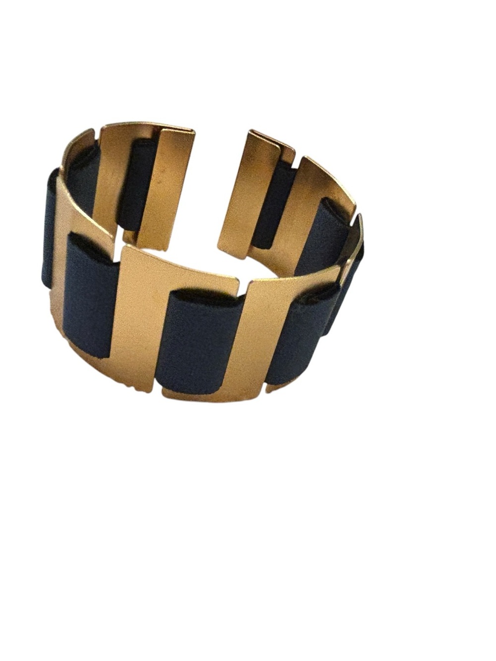 Brushed gold-tone & black Cuff Bracelet Modern Link Design